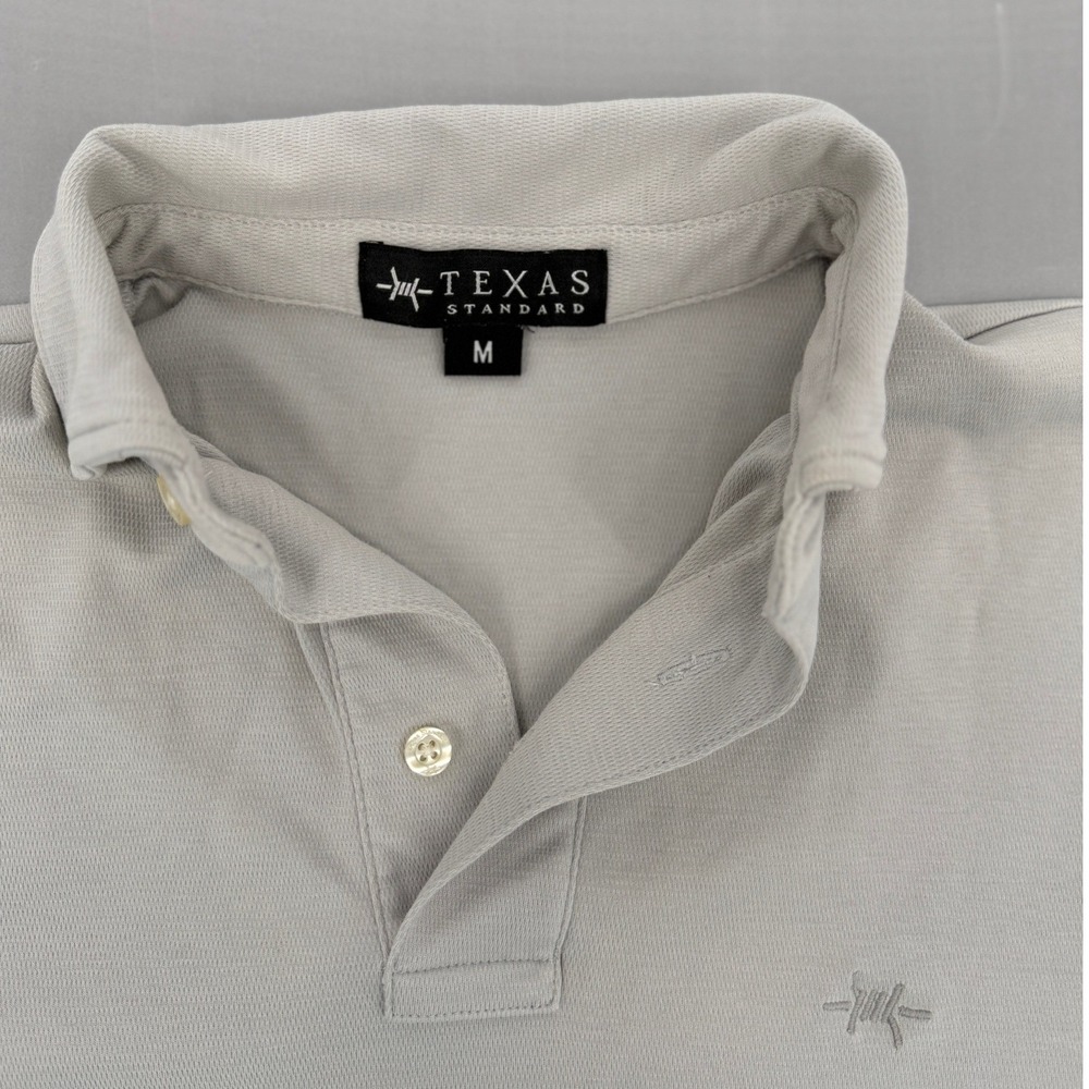 Texas‎ Standard Mens Medium Gray Short Sleeve Barbed Wire Logo Polo Shirt